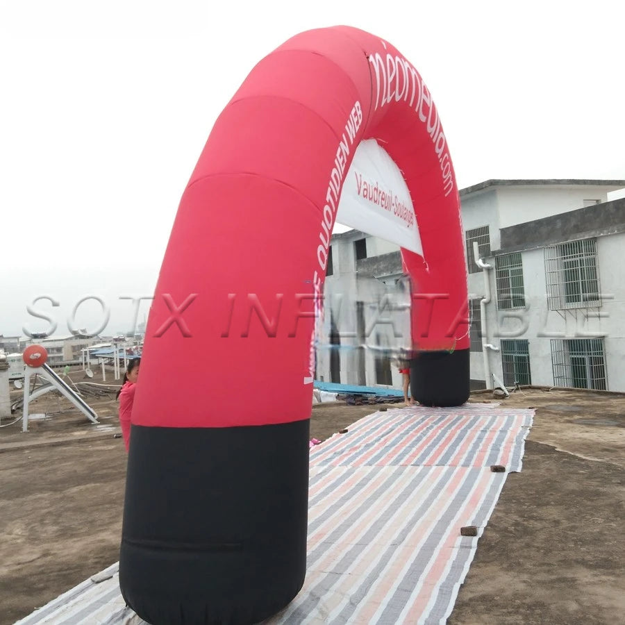 Entrance for Outdoor Events 10x5m Giant Curved Archway Red Inflatable Start Finish Line Sport