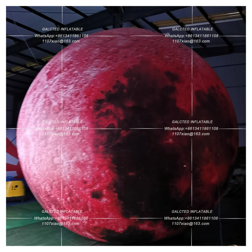 Romantic Pink LED Inflatable Moon Balloon Giant PVC Planet Sphere for Valentines Day Wedding Party Event Hanging Decoration