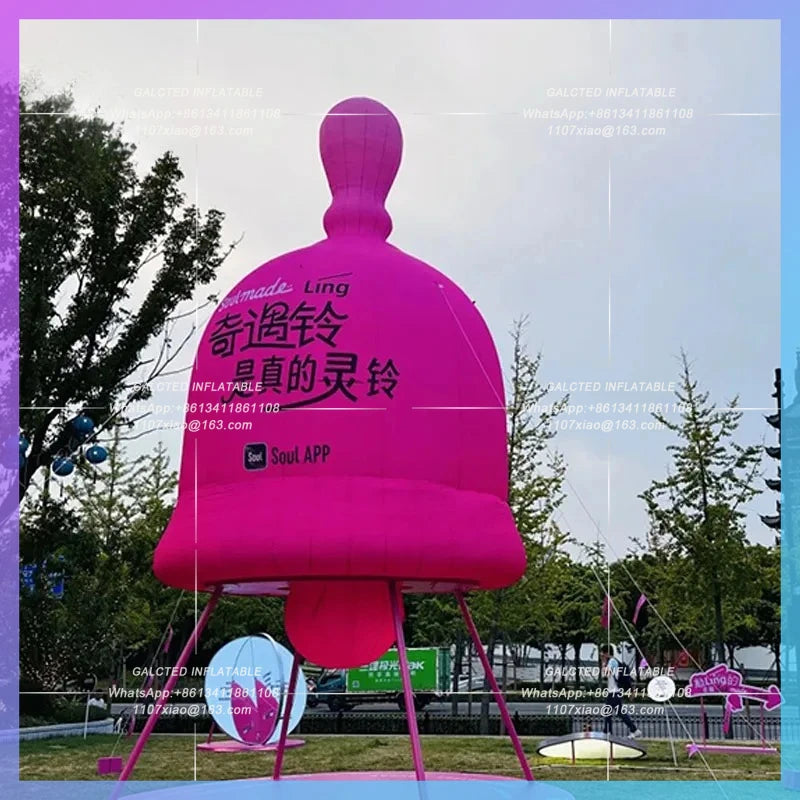 Festival Church Square Mall Romantic Inflatable Pink Bell Model Confession Party atmosphere bar stage lighting props