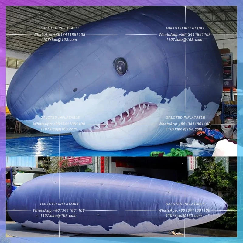 marine theme park marine creatures shark Inflatable cartoon simulated shark head air model whale facade climbing decoration