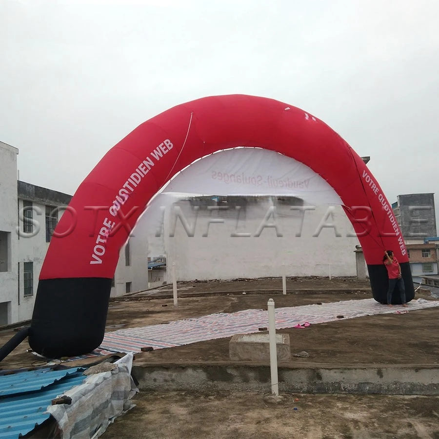 Entrance for Outdoor Events 10x5m Giant Curved Archway Red Inflatable Start Finish Line Sport