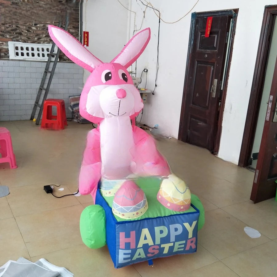 Event Made In China 2022 Cute Inflatable Easter Cartoon Decorations, Easter Bunny Push Easter Eggs For Outdoor Festival Party