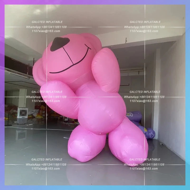 romantic atmosphere proposal  Inflatable pink sitting bear model cute wedding qixi lighting atmosphere lawn layout