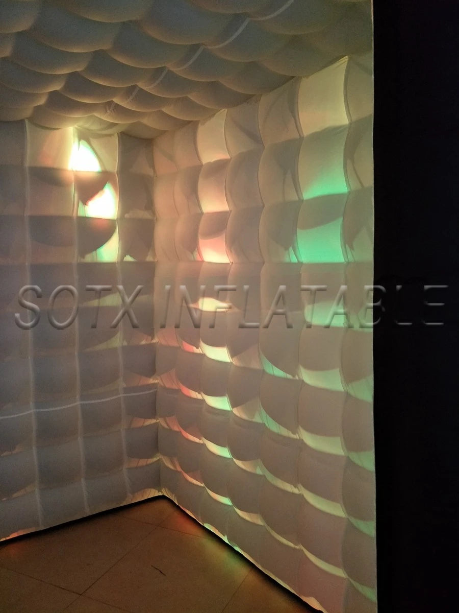 Led Spotlights Specail For Chile 2.4m White Inside Inflatable Photo Booth,Led Photo Backdrop,Social Booth Party Tent With