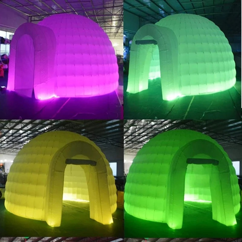 Business Supplies White Large Inflatable Dome Tent With Led Light Igloo Camping Dome Tent for Outdoor Advertising Commercial