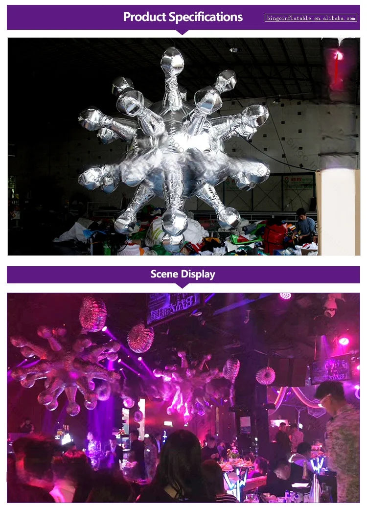 Hanging Silver Inflatable Customized Golden Inflatable Star For Event Decoration