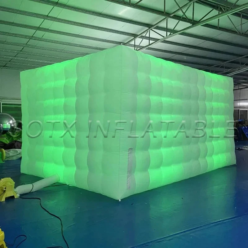 Exhibition Show 8m LED giant Inflatable Marquee Inflatable Air Cube Tent House with Blower Lighting Tent for Party Event