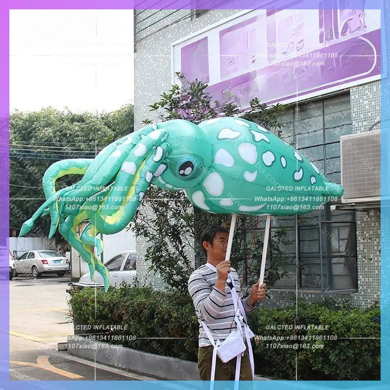 Inflatable Squid Walking Costume Inflatable Toys 2.4 Meters  For Party Decoration 8ft Inflated Cuttlefish With Pole Toys