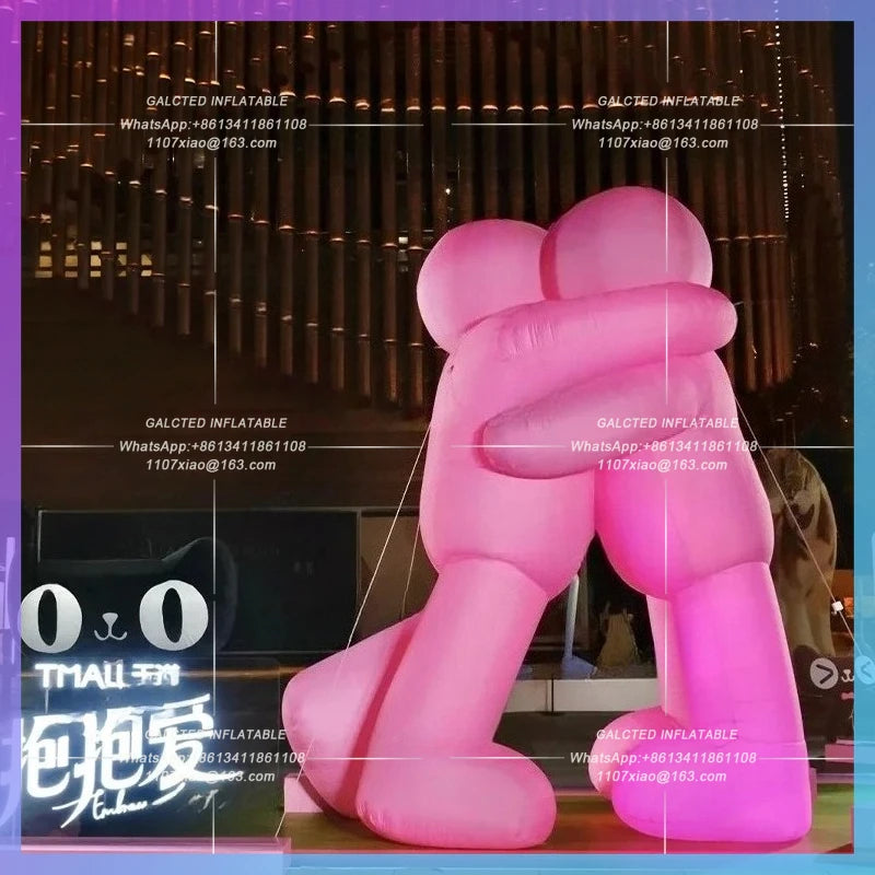 inflatable embrace people cartoon Pink 4meter charactor doll for building square festival decoration