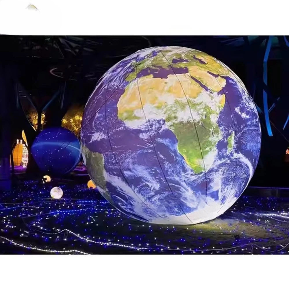For Party Decoration Airtight PVC Inflatable Earth Ball With Led Lights Giant Inflatable Earth Globe Solar System Planet Balloon