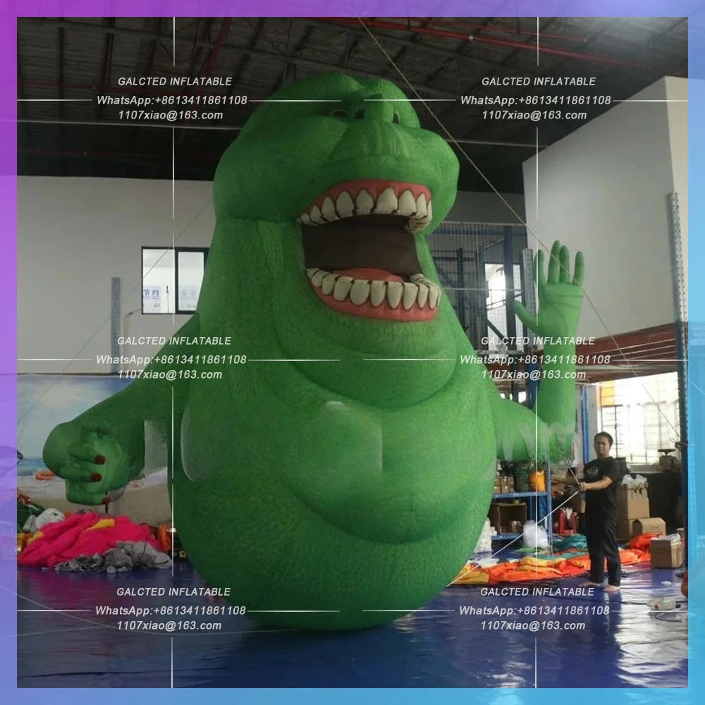 Inflatable Slimer Ghost With Led Lights Outdoor Halloween Blower Inflatable Green Monster Blow Up Devil For Festival Decoration