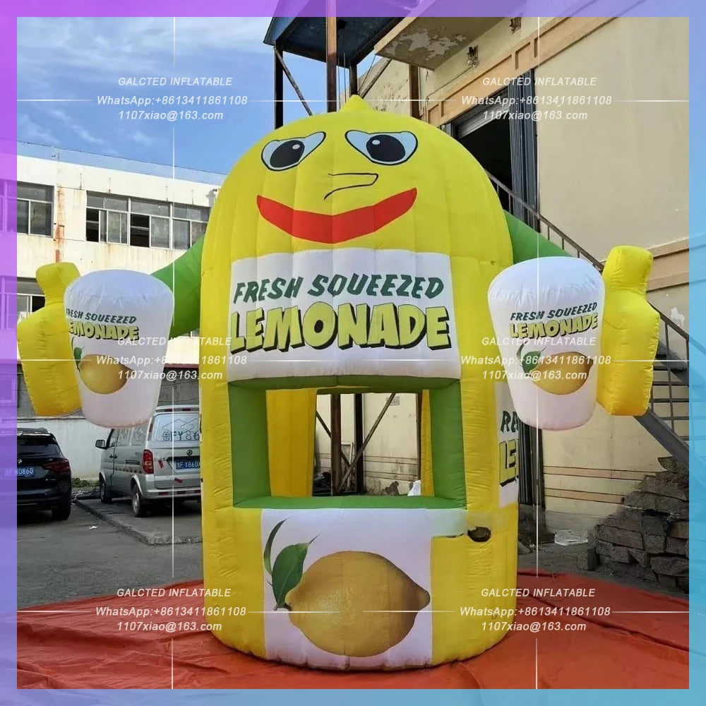 Lemon Drink Stand Kiosk Advertising Cute Inflatable  Trade Show Tent Sales Counter for Promotion Event