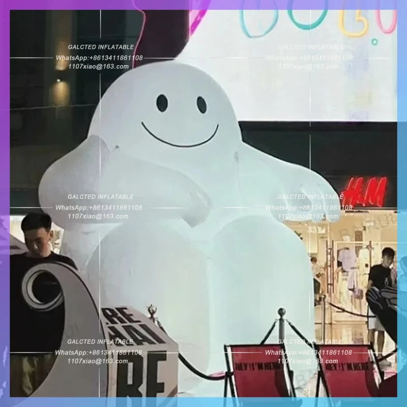 inflatable cartoon man white Factory customize design led light doll for art decoration