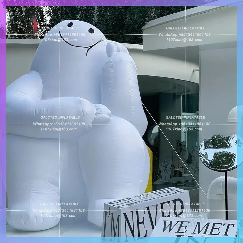 inflatable cartoon man white Factory customize design led light doll for art decoration