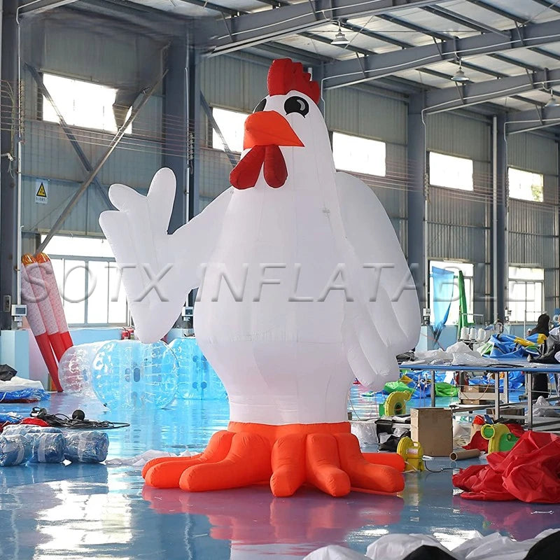 Event Activity Decorations 4m Inflatable Cock Rooster Model Advertising Chicken with Air Blower for Commercial Advertising