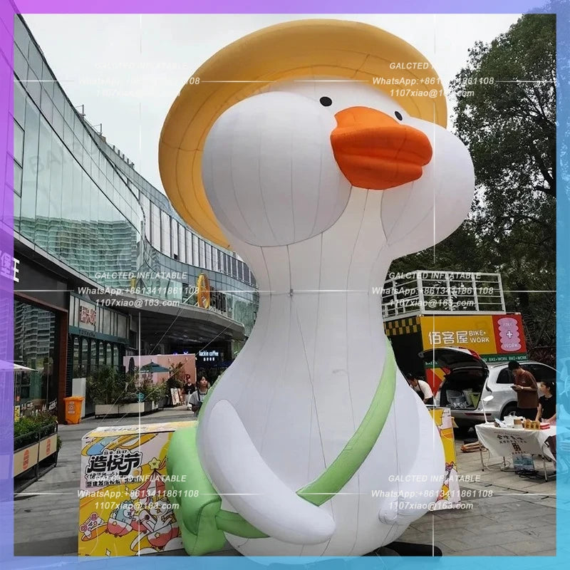 duck doll for food restaurant Giant inflatable white duck cartoon advertising park night decoration