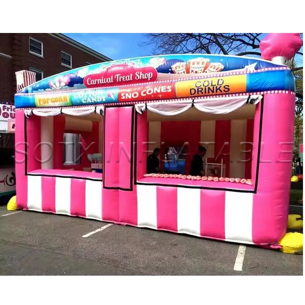 Store For Advertising Pink Inflatable Concession Stand Portable Carnival Inflatable Treat Shop Tent Stand Booth Candy Popcorn