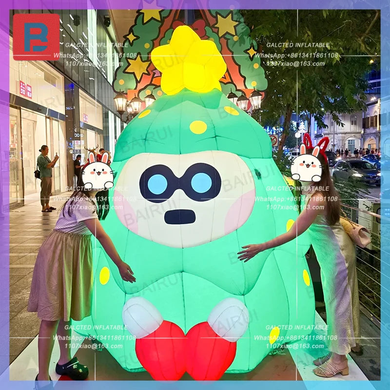new year decoration music party prop White led light cartoon christmas tree green cartoon man