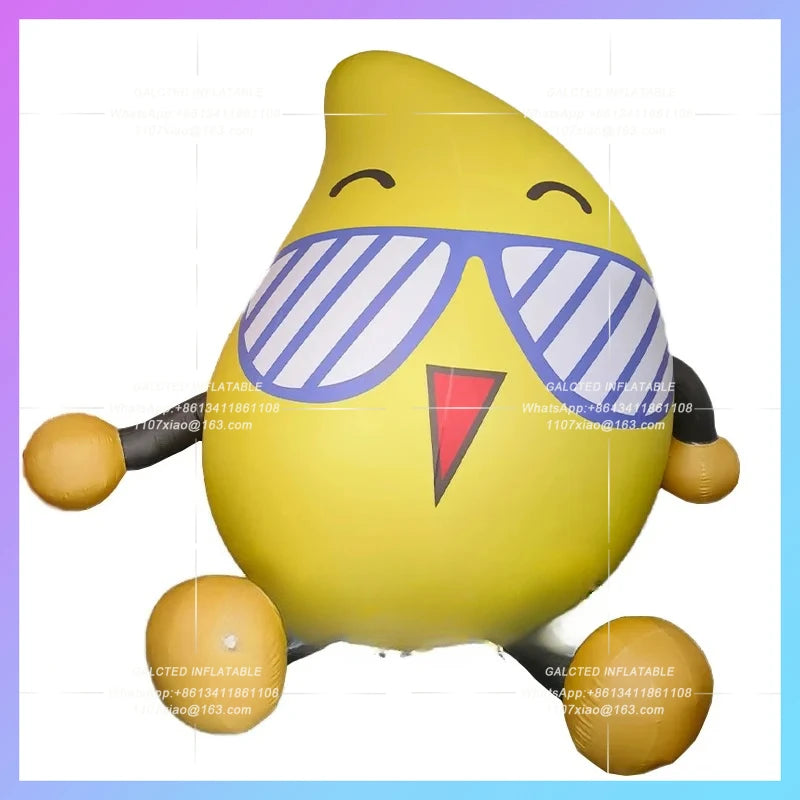 inflatable mango cartoon sitting yellow fruit doll Factory customize design sunglasses food fruit shop promotion advertising