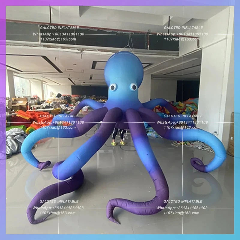 night club hanging decoration building Inflatable Octopus Model Blue Octopus Barfaçade ocean park atmosphere props