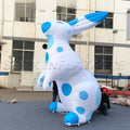 for Advertisement New Style Inflatable Easter Decoration "White Rabbit with Blue Round Spots" Inflatable Rabbit Model Decoration