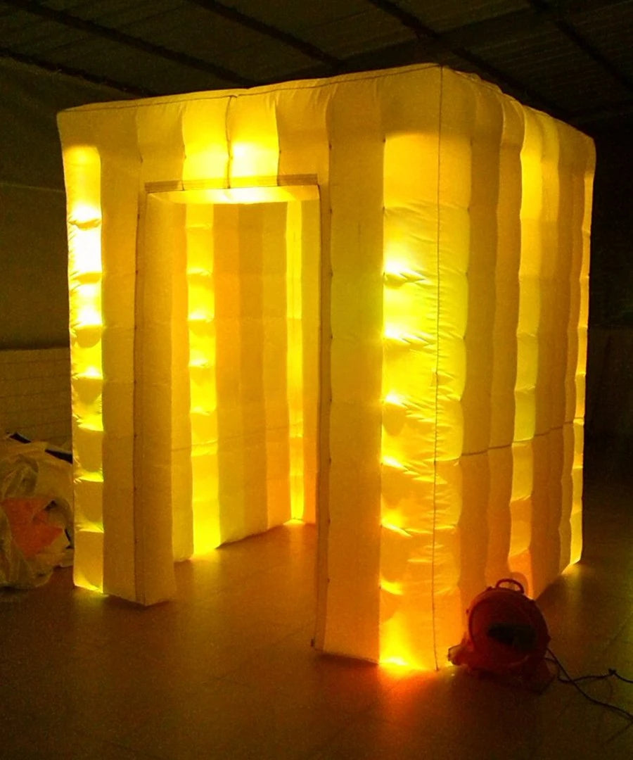 for Party Event Inflatable Bright Led Cube Inflatable Booth Tent With 2 sticker Doors Cover