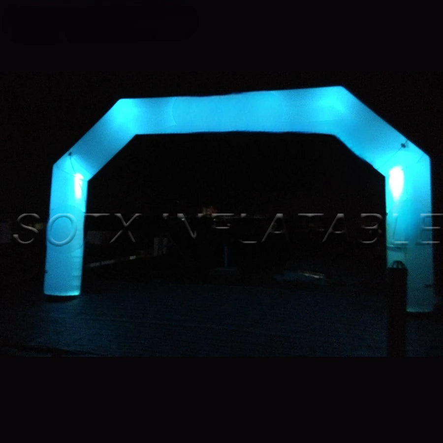 night run on USA 8x4m Printed tubular angled arches,glowing inflatable start finish line archway for