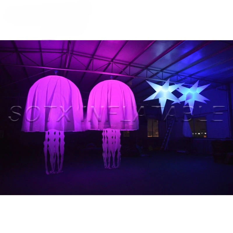 Party Decoration LED Light Inflatable Jellyfish Balloon, Colorful Lighting, Hanging Jellyfish Model, Club