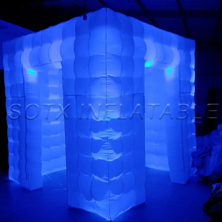 Party and Events 2.4m Cubic Shape Photo Selfie Tent Inflatable Photo Booth Props Led Lighting Tent for
