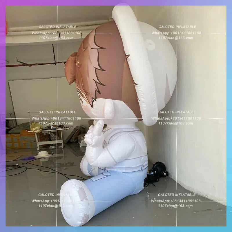 on the ground puppet model Inflatable cartoon wearing a hat shirt and jeans sit custom logo star support concert props