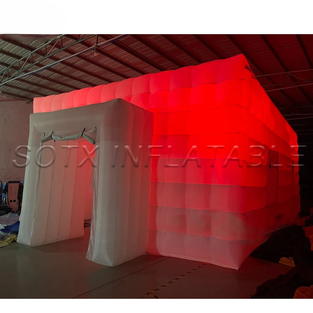 Outdoor Portable House Large White Black Air Inflatable Cube Tent With Led Lights And Windows For Wedding Party Nightclub Giant
