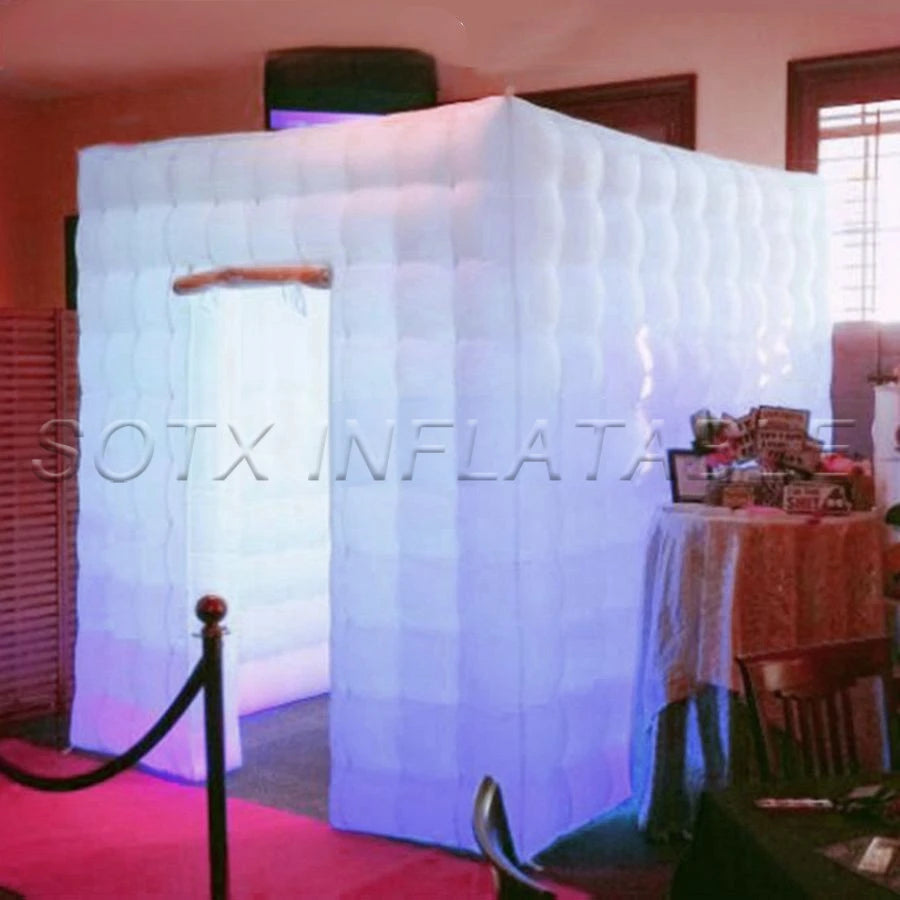 foldable curtains for sale Bright led lights inflatable photo booth cabinet,photo selfie print station autodyne cube with