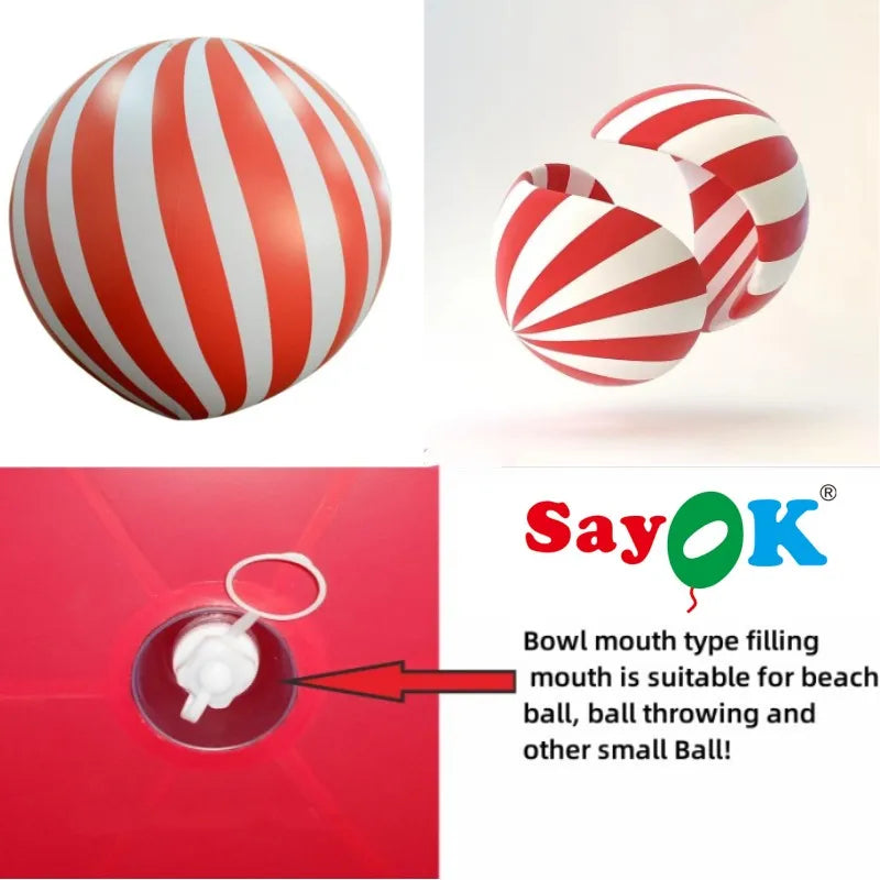 2m/3m Portable PVC Helium Balloon Inflatable Red Strip Hot Air Balloon Hanging Decoration for Advertising Wedding Birthday