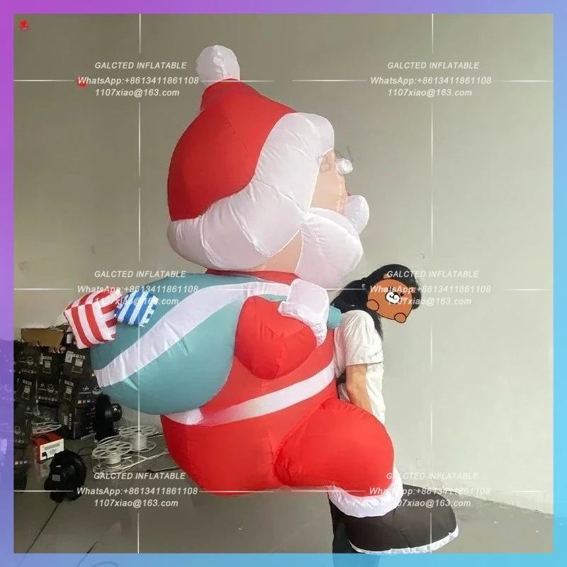 christmas festive decoration new year Walking move inflatable santa claus backpack old man parade cartoon man