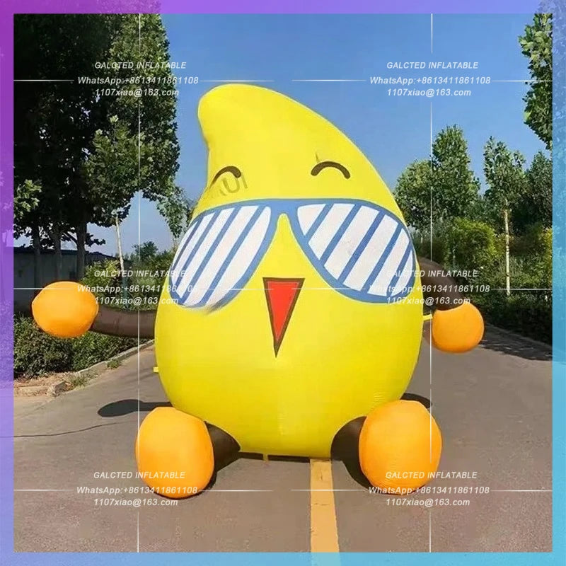 inflatable mango cartoon sitting yellow fruit doll Factory customize design sunglasses food fruit shop promotion advertising