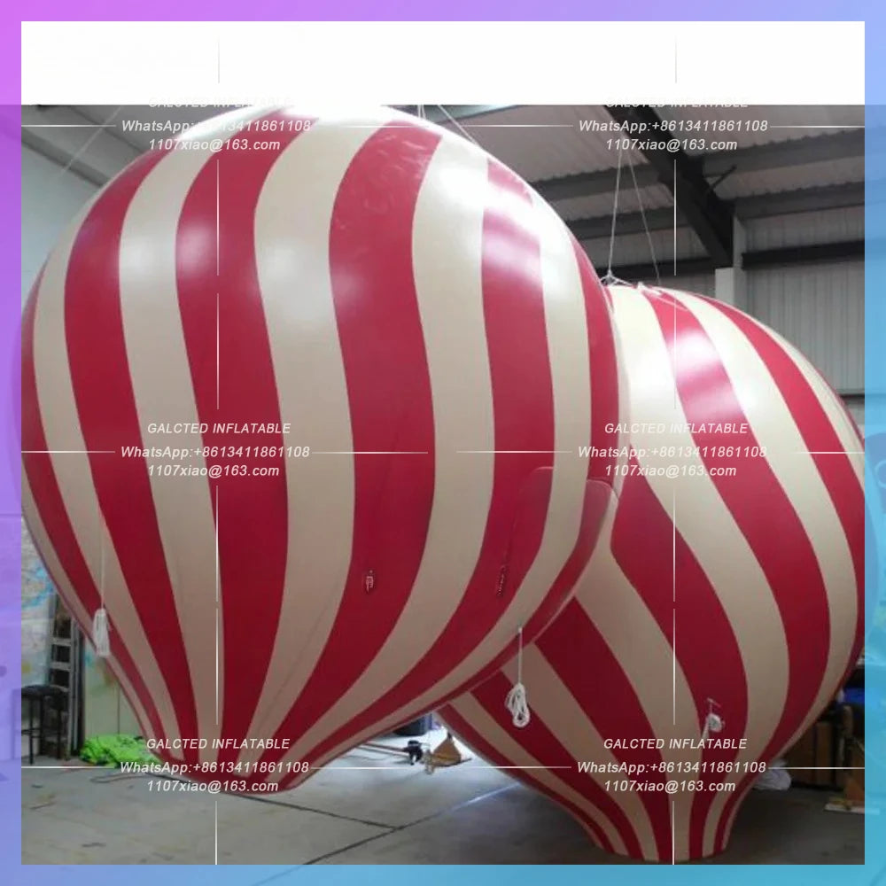 Inflatable Hot Air Balloon LED Lighted Airtight Pvc Giant With Strips Inflatable Screw Spiral Ball For Irish Eurovision Entry