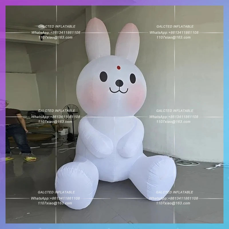 Chinese Festival mid-autumn Inflatable cartoon seat rabbit model  Festival New Year Zodiac lighting advertising props