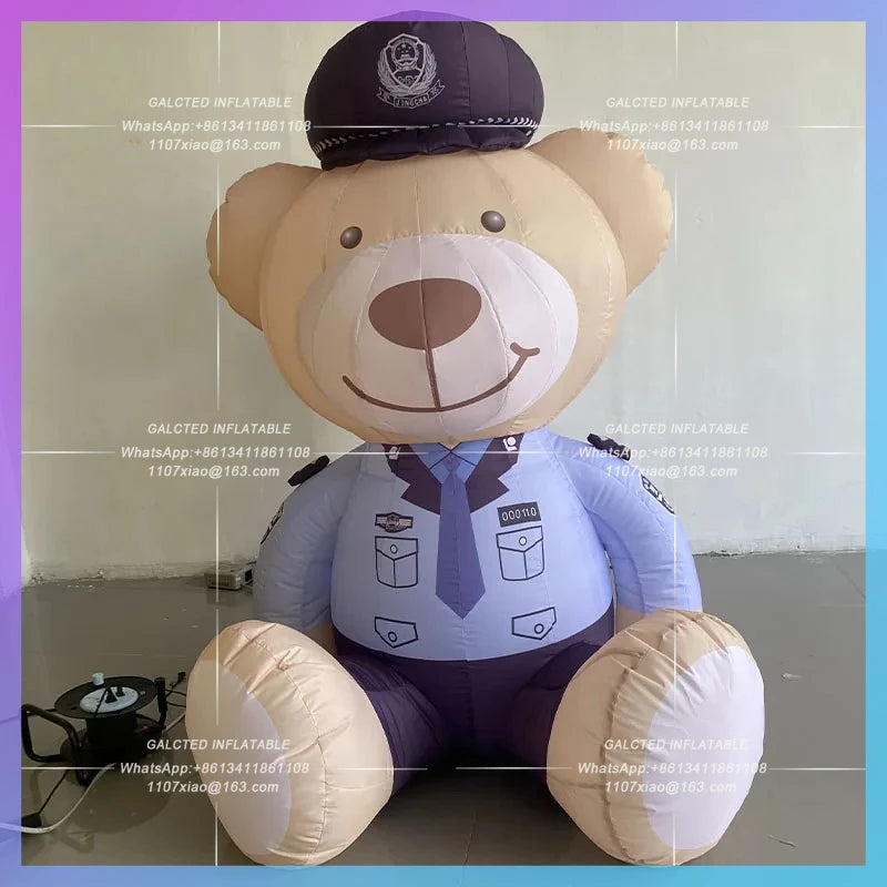 exhibition anti-fraud publicity punch Inflatable cartoon police bear model card drainage photo custom lighting atmosphere props
