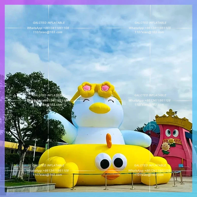 yellow duck air model children's Inflatable cartoon swimming circle sunglasses Park Water World Theme Beach Bazaar Party