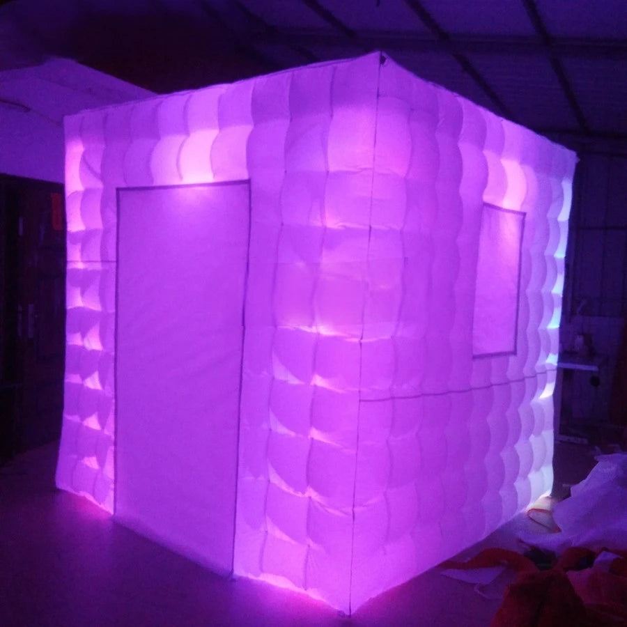 Window for Camera Customized Indoor Outdoor Led RGB Funny Station Inflatable Photo Booth with Curtain Door for Entry and 1