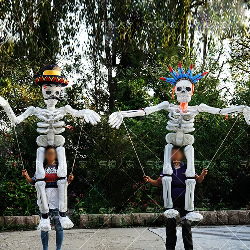 Inflatable Halloween Skeleton Clown - Interactive Walking Prop for Malls, Scenic Spots, Haunted Houses, and Bars