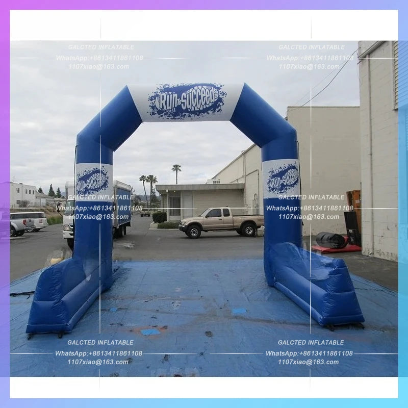 Inflatable Finish lineChina Supplier with blue chutes Gantry City running Challenge Start Line arch For event promotion