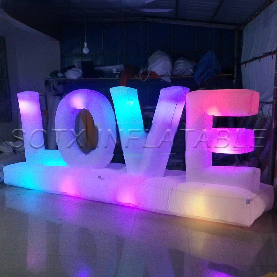 free standing for party Beautiful 1.2mH Oxford Valentine decor,glowing letter balloon,inflatable LOVE with light inside shining