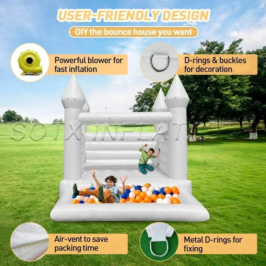 Kids And Tollders Commercial White Wedding Bounce House Inflatable Combo Bouncy Castle With All Pvc For Indoor Outdoor