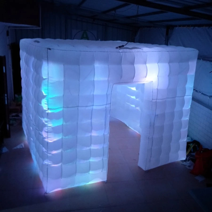 Party Event Station White Oxford Fabric Led Lighting Cabin Inflatable Photo Booth Cubic