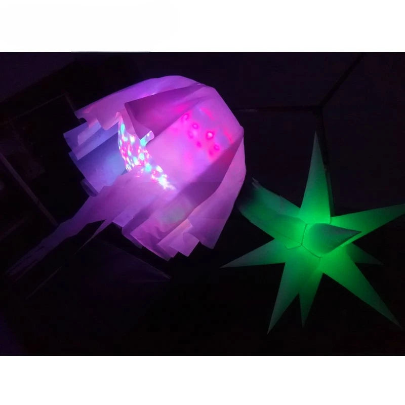 Party Decoration LED Light Inflatable Jellyfish Balloon, Colorful Lighting, Hanging Jellyfish Model, Club