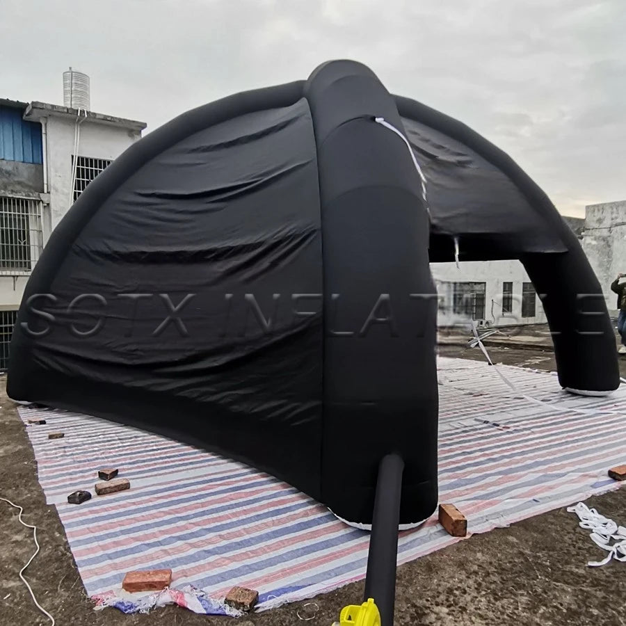 Marquee for Promotion Advertising 8m Diameter Full Black Inflatable Spider Shelter Tent with Back Cover Car Spider Party