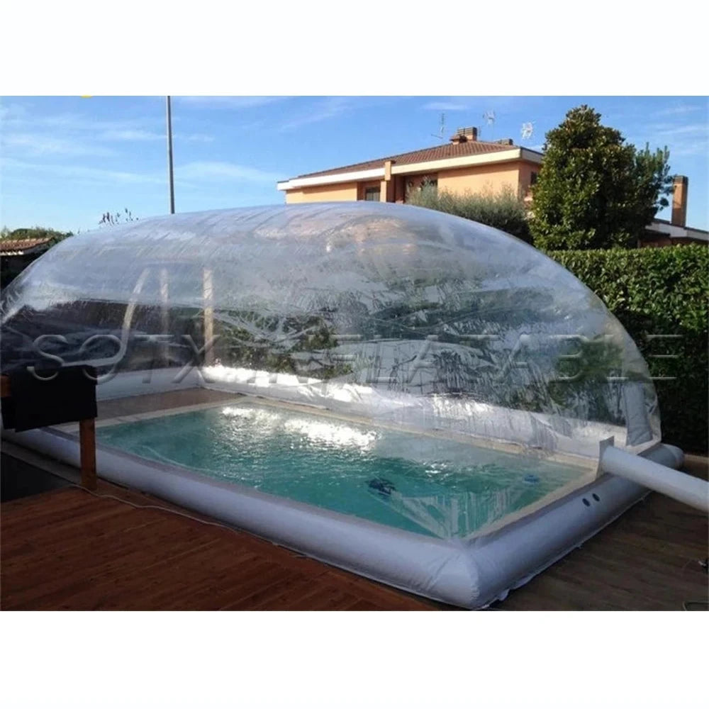 customize PVC Pool Cover 6m*5m*2.5m with 2 blowers shipping by express