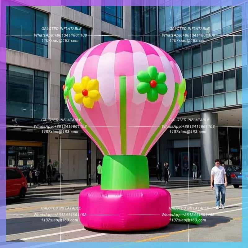 inflatable hot air balloon pink Park picnic grassland decoration 4m giant cartoon building decoration prop with air blower