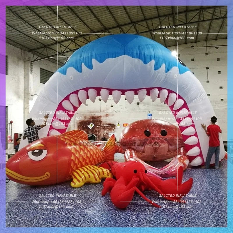 Fish Crab Lobster Balloon Giant Inflatable Shark Mouth Arch Large  Cartoon Ocean Themed Props for Decoration
